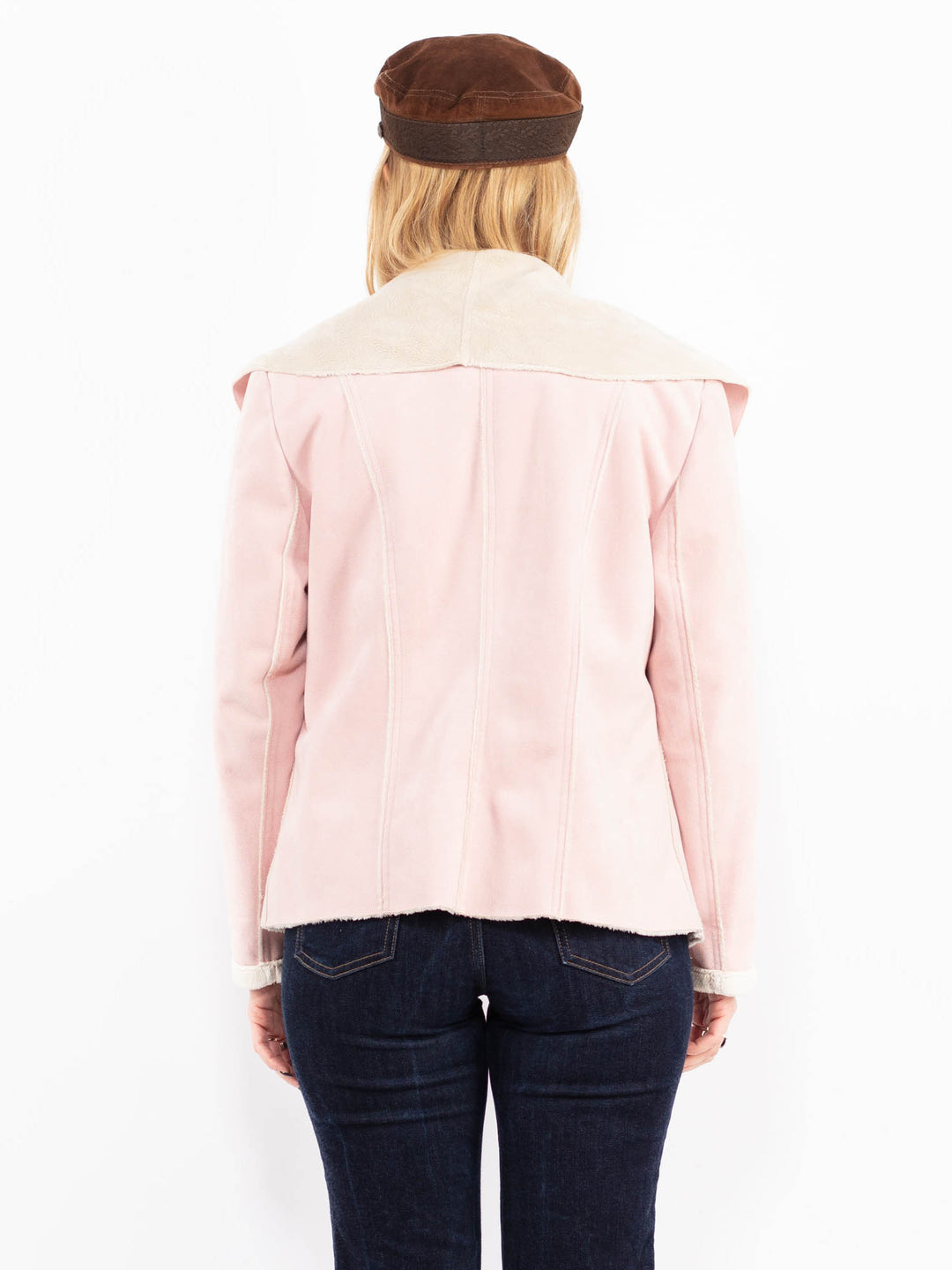 Vintage 00's Women Faux Sheepskin Jacket in Pink