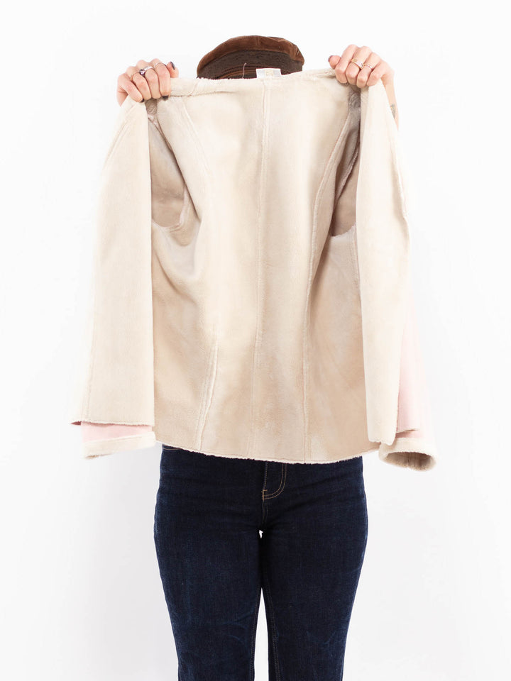 Vintage 00's Women Faux Sheepskin Jacket in Pink