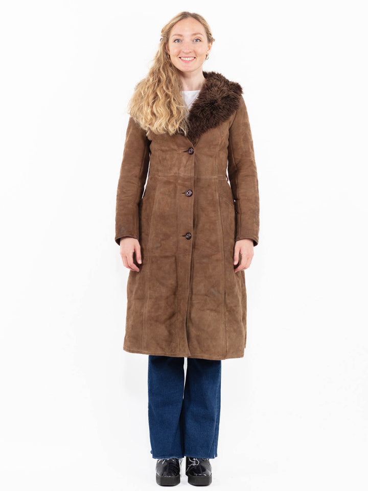 Vintage 70's Women Sheepskin Coat in Brown