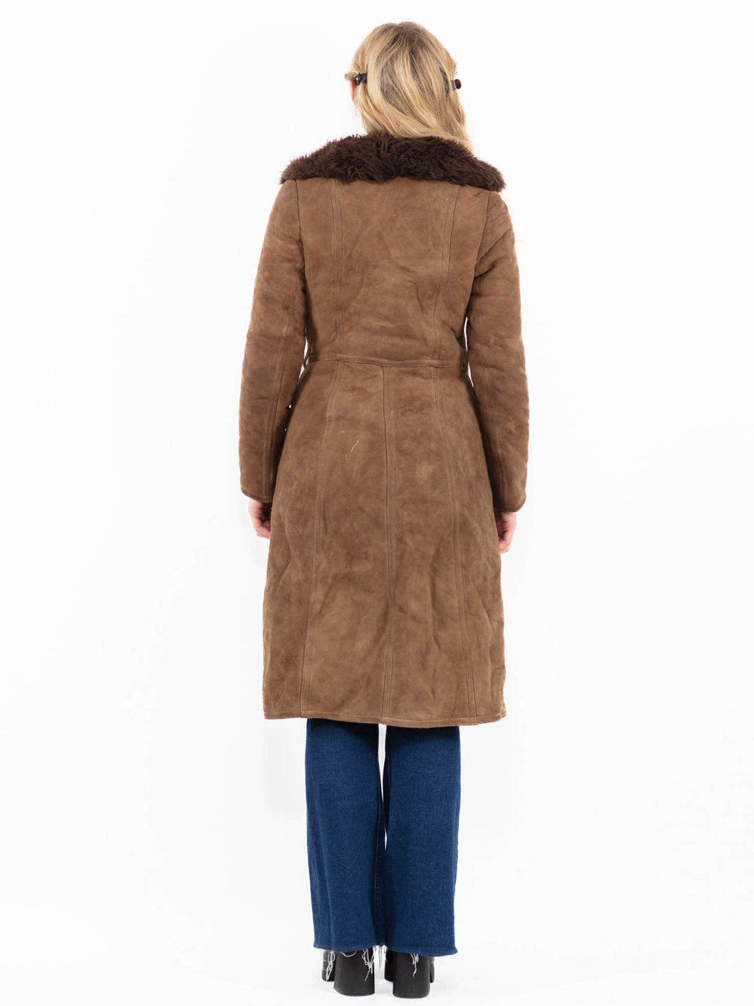 Vintage 70's Women Sheepskin Coat in Brown