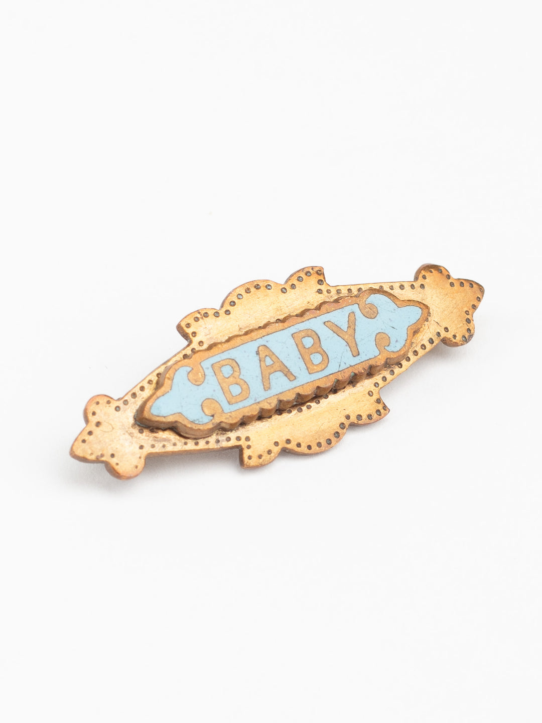 Antique Edwardian Baby Brooch with Blue Enamel Nameplate