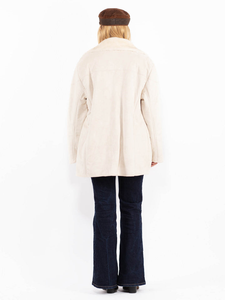 Vintage 90's Women Sherpa Coat in Cream White