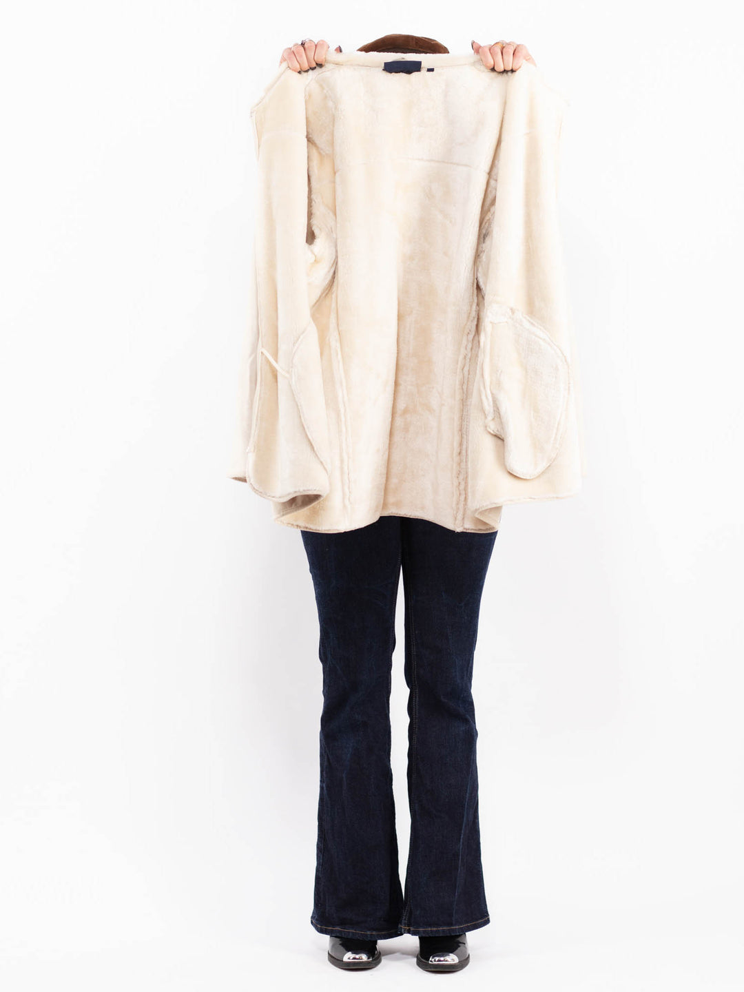 Vintage 90's Women Sherpa Coat in Cream White