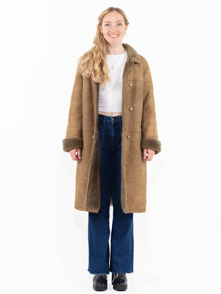Vintage 70's Women Sheepskin Coat in Beige