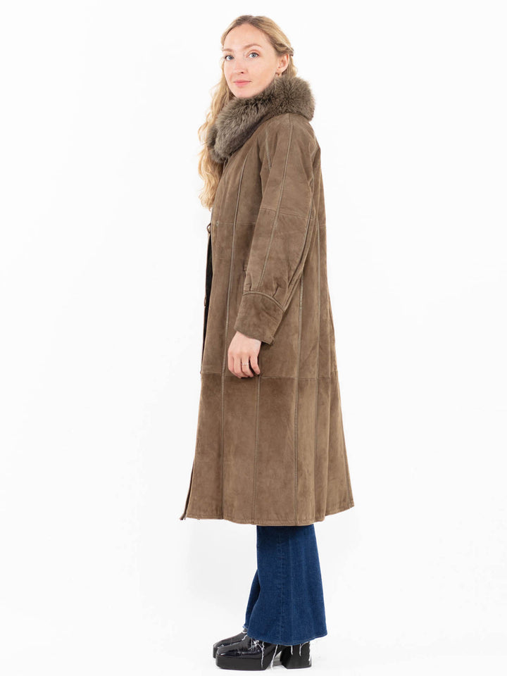 Vintage 80's Women Sheepskin Coat in Beige