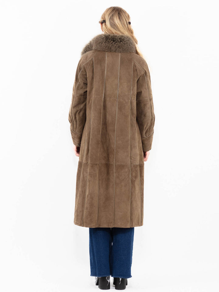 Vintage 80's Women Sheepskin Coat in Beige