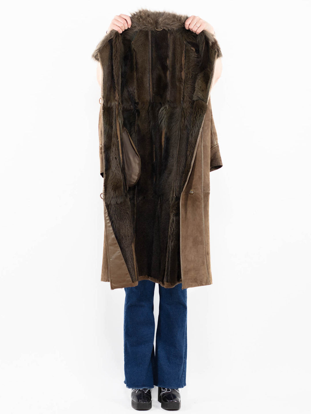 Vintage 80's Women Sheepskin Coat in Beige