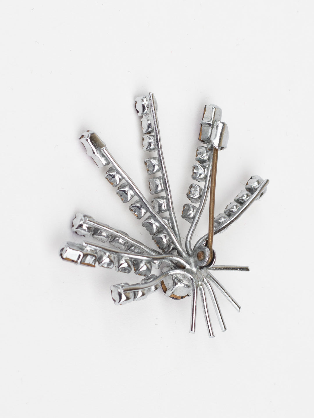 Vintage 60s Starburst Rhinestone Brooch with Purple and Clear Crystals