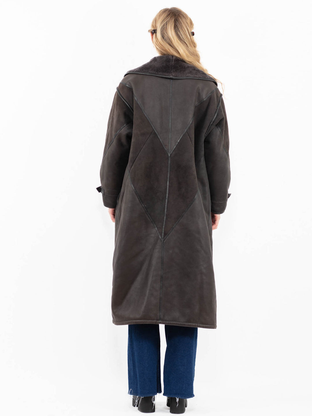 Vintage 90's Women Sheepskin Coat in Gray