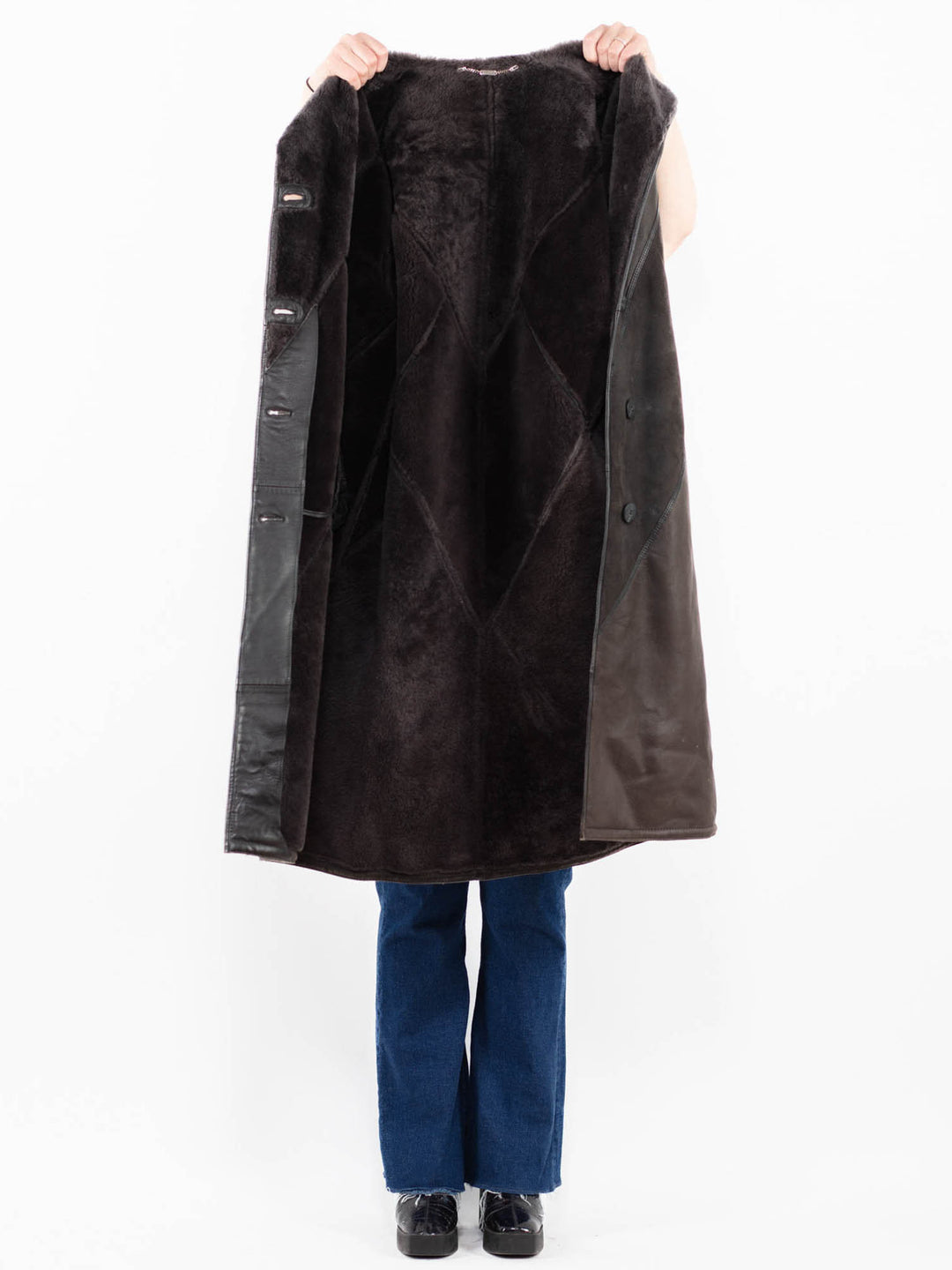 Vintage 90's Women Sheepskin Coat in Gray