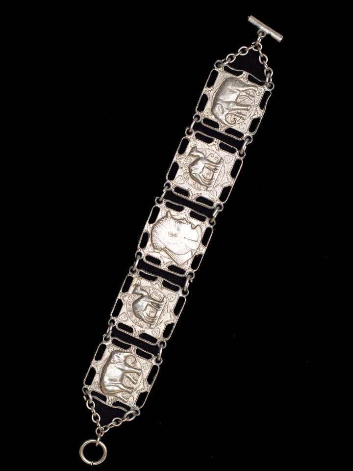 Vintage 60's Panel Bracelet with Elephant & Camel Motifs