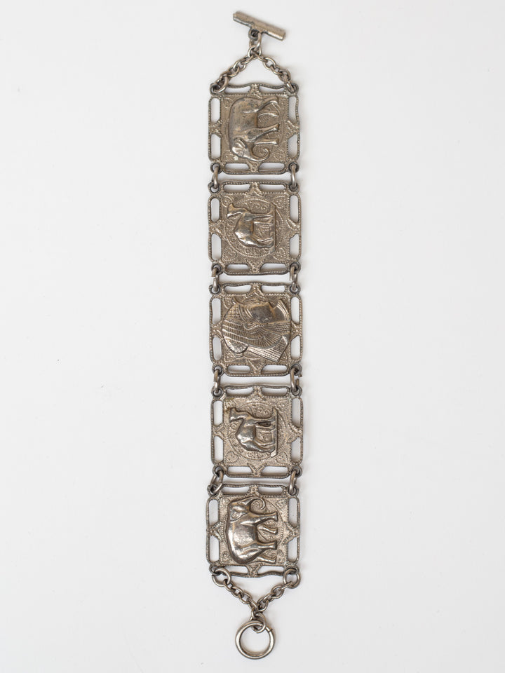 Vintage 60's Panel Bracelet with Elephant & Camel Motifs