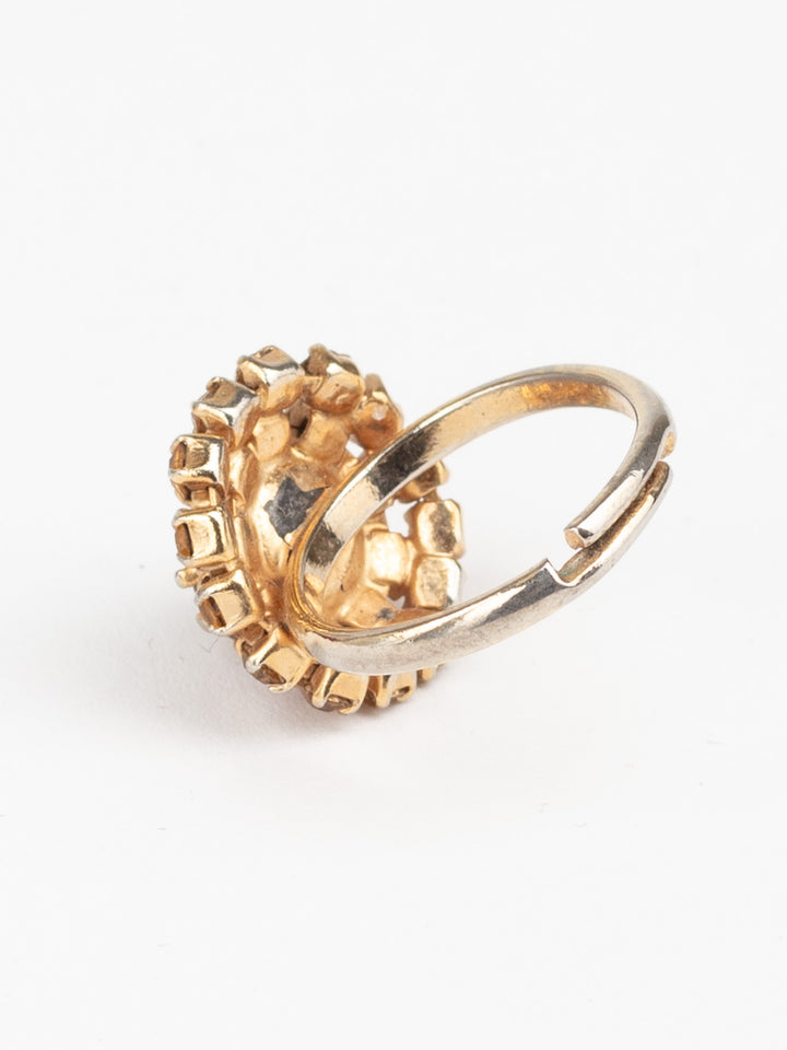 Vintage 50s Adjustable Cluster Ring with Amber Rhinestones