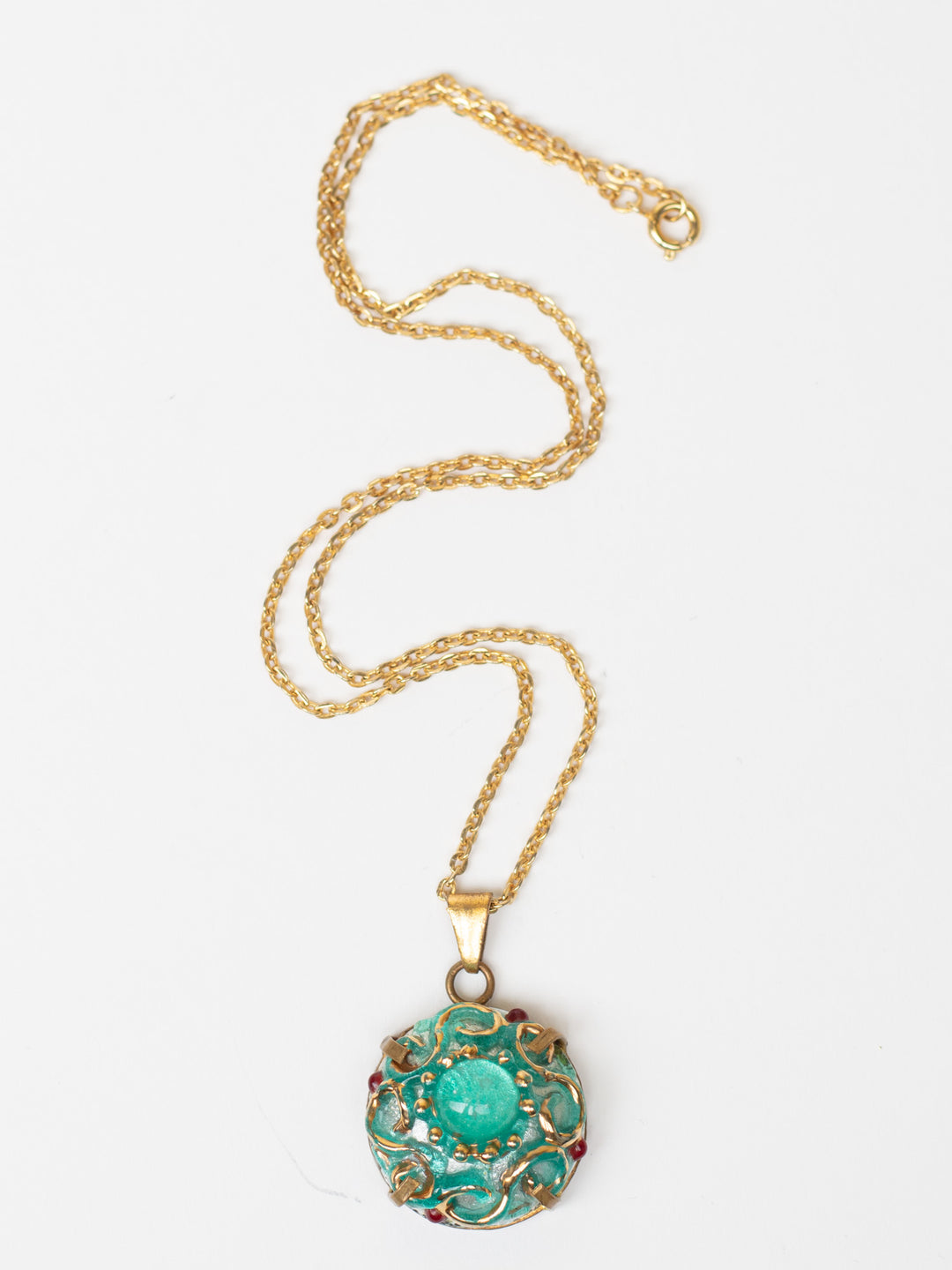 Vintage 70's Glass Dome Pendant Necklace