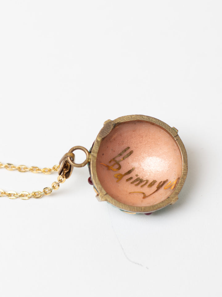 Vintage 70's Glass Dome Pendant Necklace