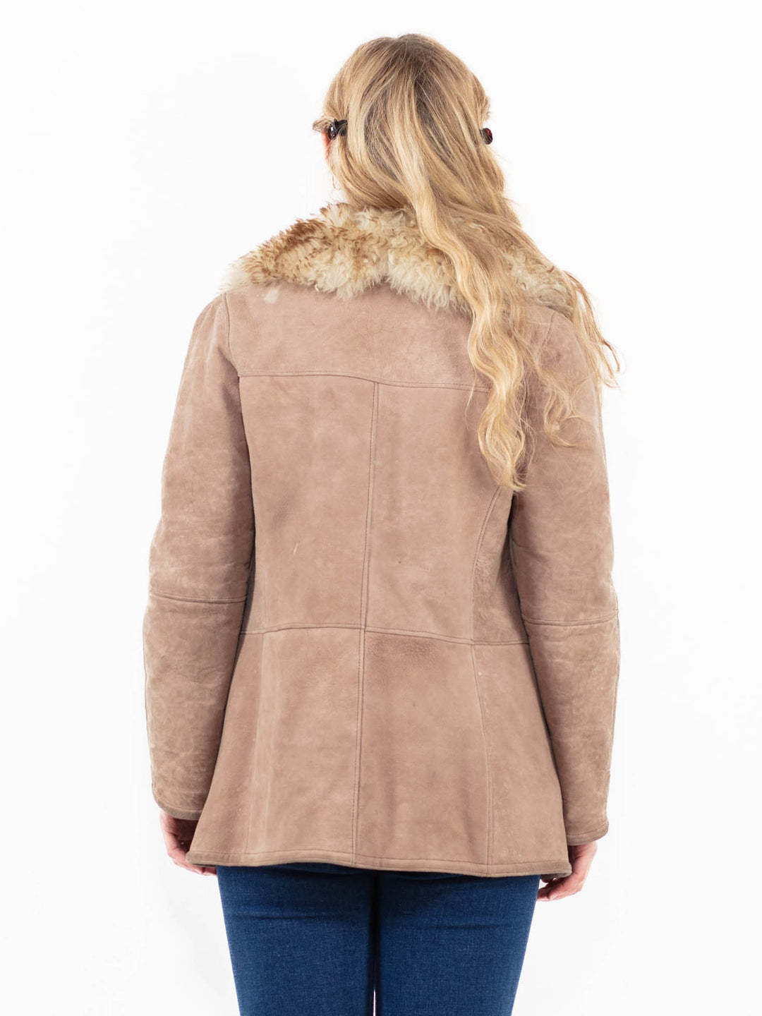 Vintage 70's Women Sheepskin Coat in Beige