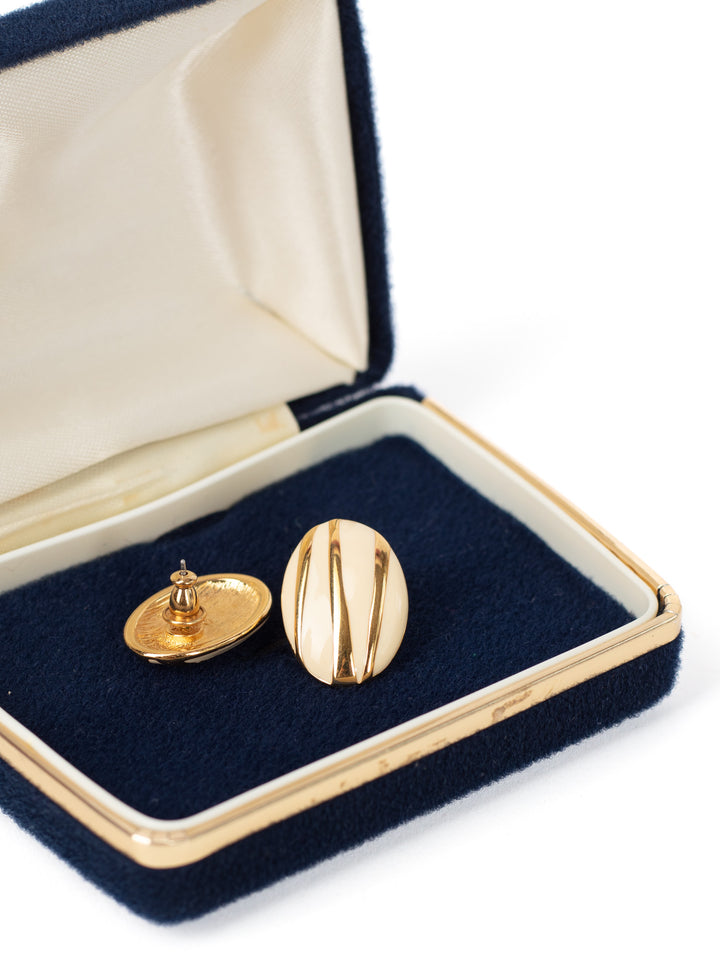 Vintage 80's Monet Modernist Stripe Earrings