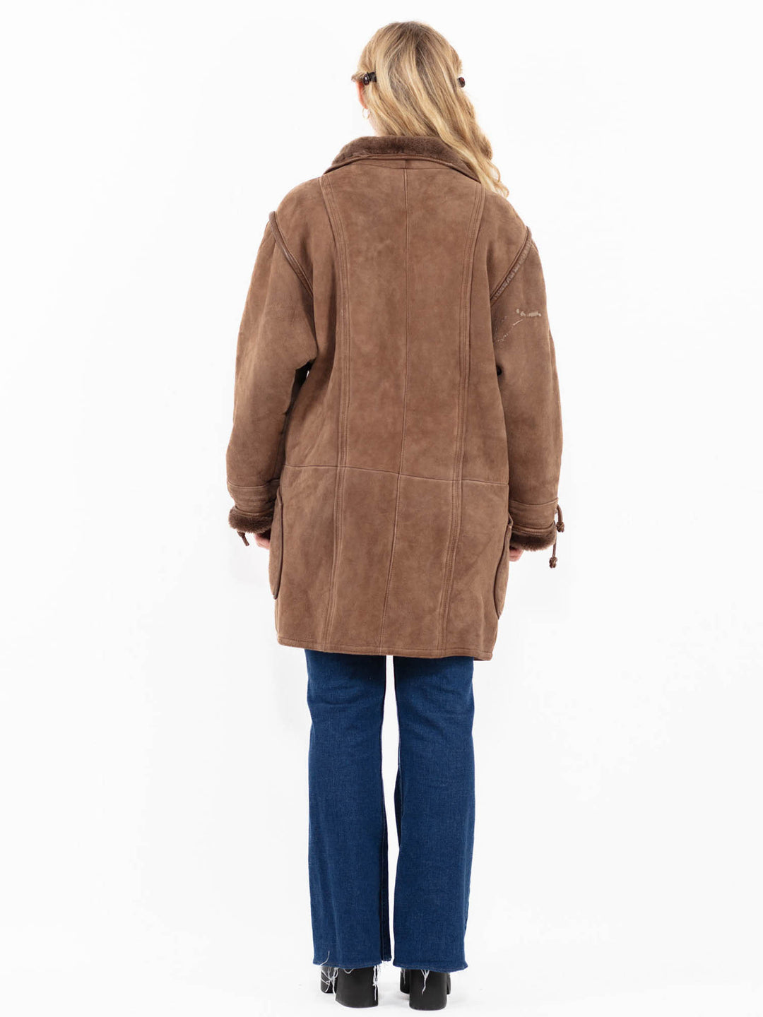Vintage 90's Women Sheepskin Coat in Brown