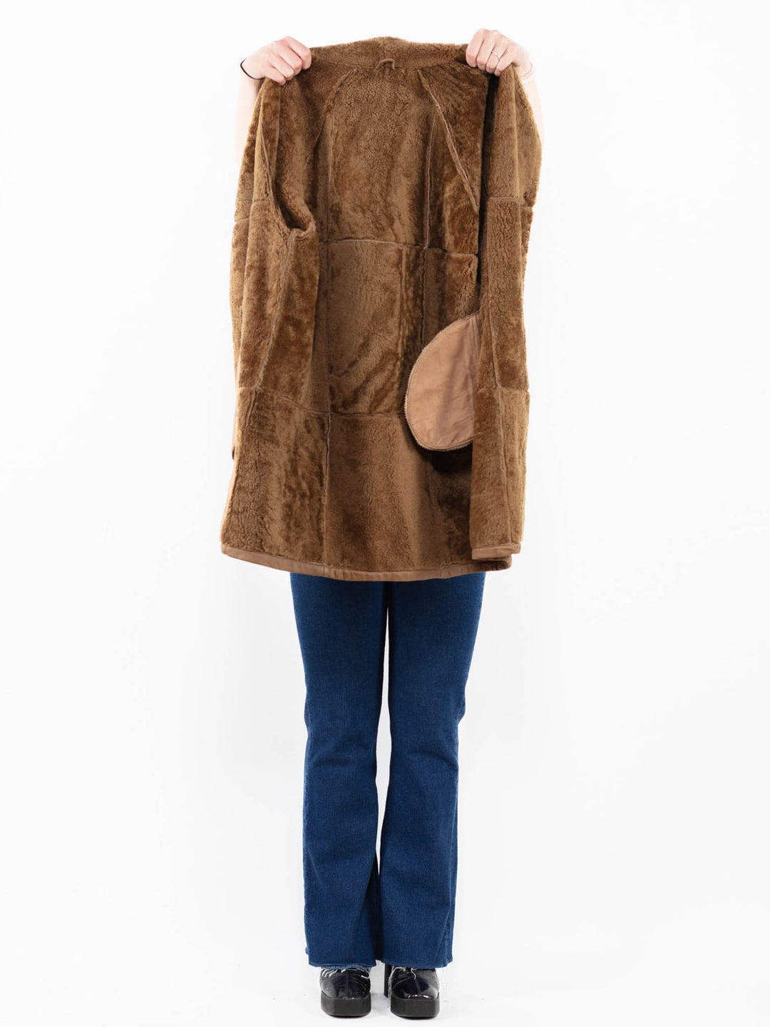 Vintage 90's Women Sheepskin Coat in Beige