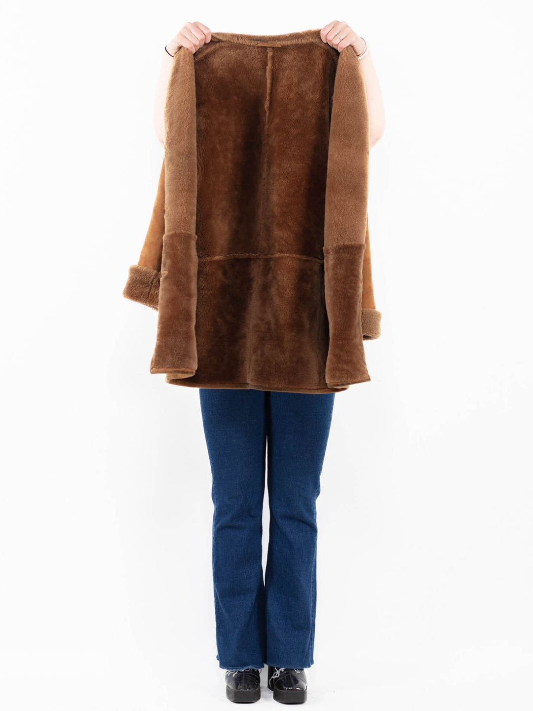 Vintage 90's Women Sheepskin Coat in Brown
