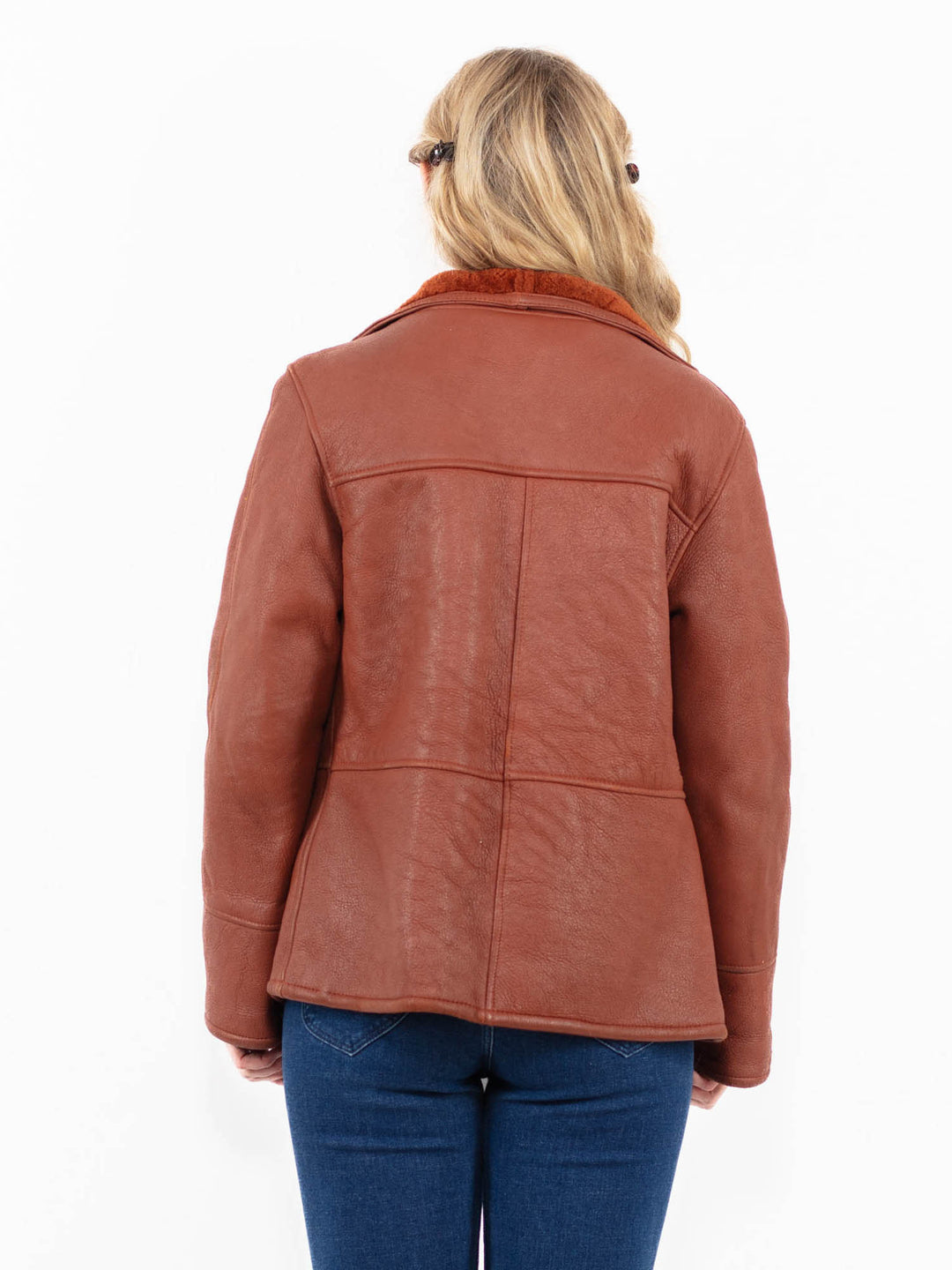 Vintage 90's Women Sheepskin Jacket in Brown