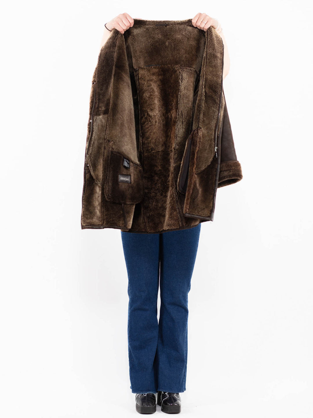 Vintage 90's Women Sheepskin Coat in Brown