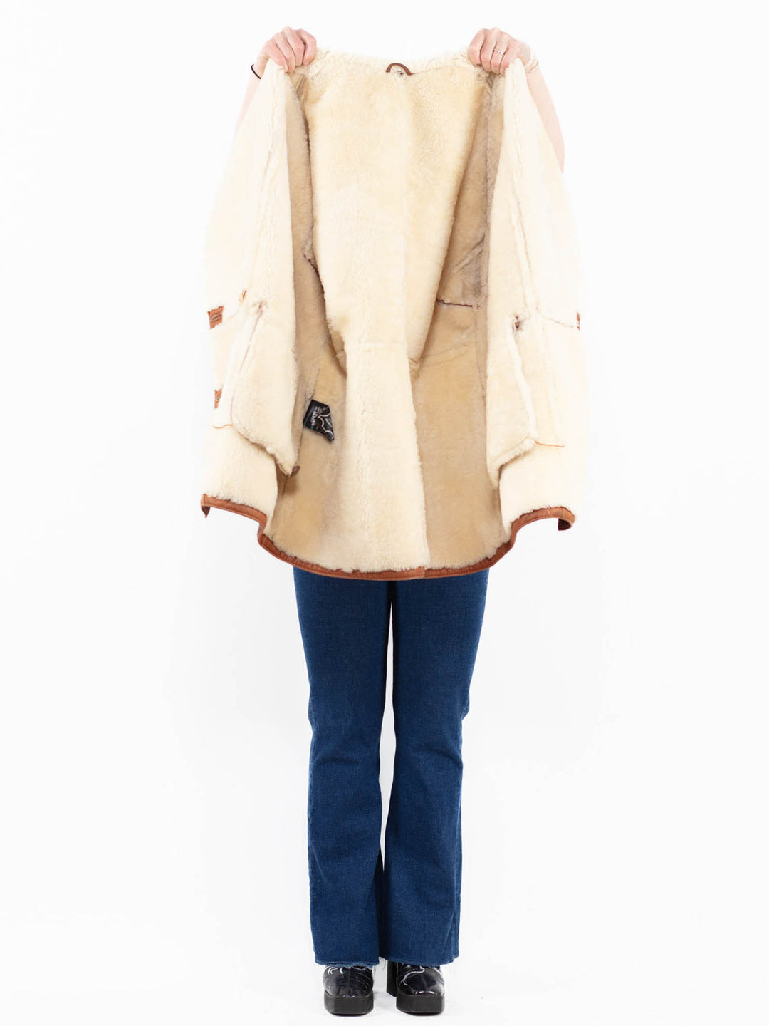 Vintage 80's Women Sheepskin Coat in Brown