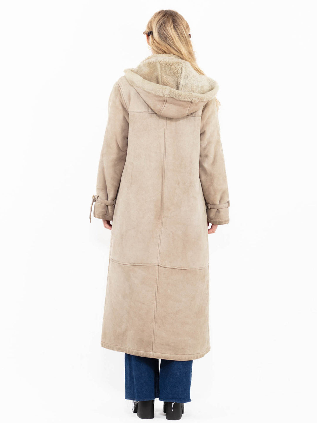 Vintage 90's Women Sheepskin Coat in Beige