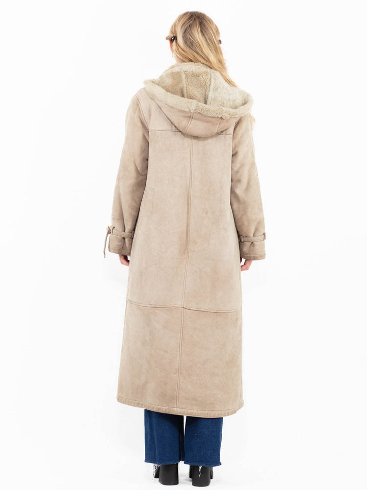 Vintage 90's Women Sheepskin Coat in Beige