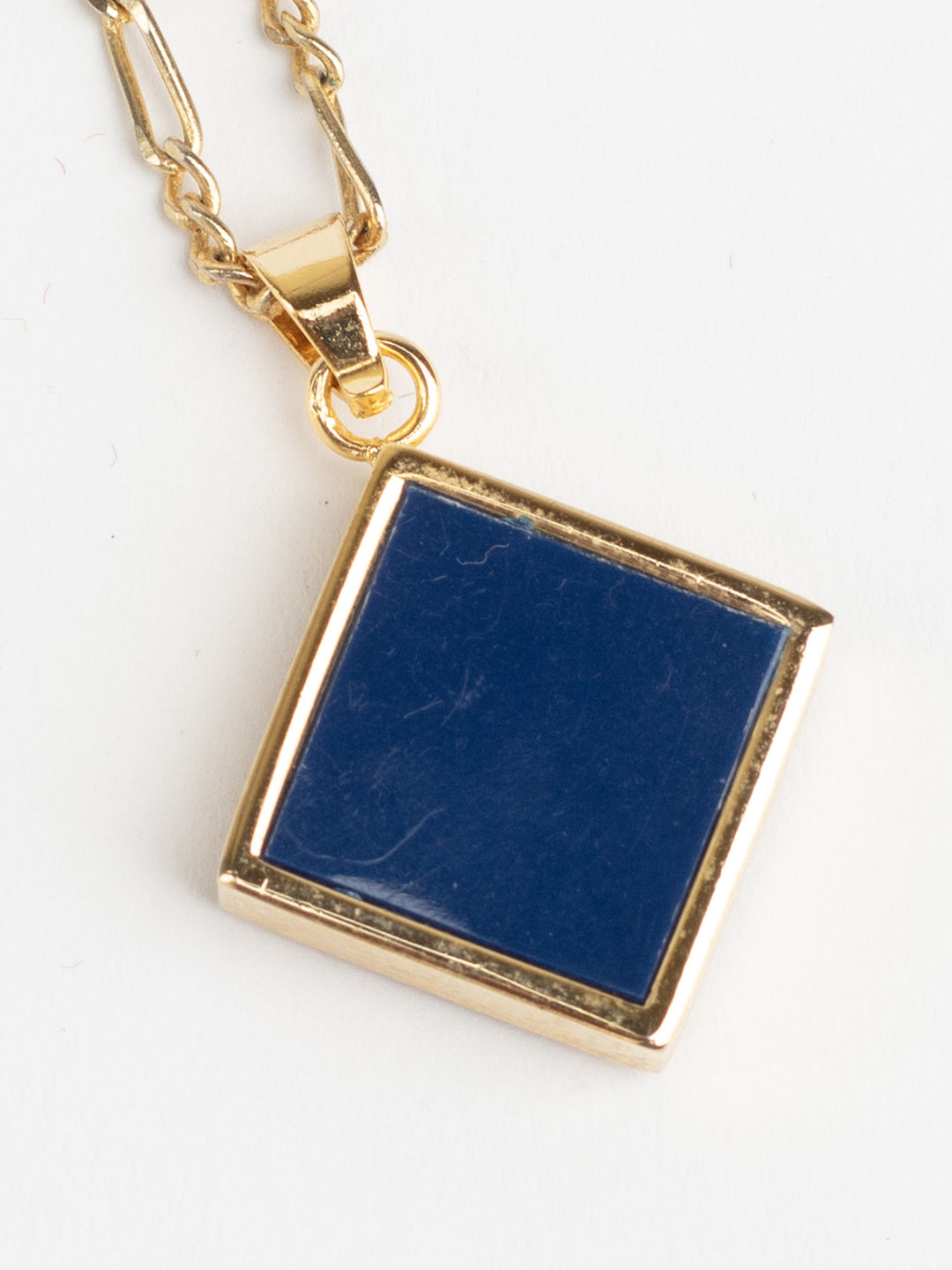 Vintage 80s Gold-Plated Pendant Necklace with Black Enamel Rose