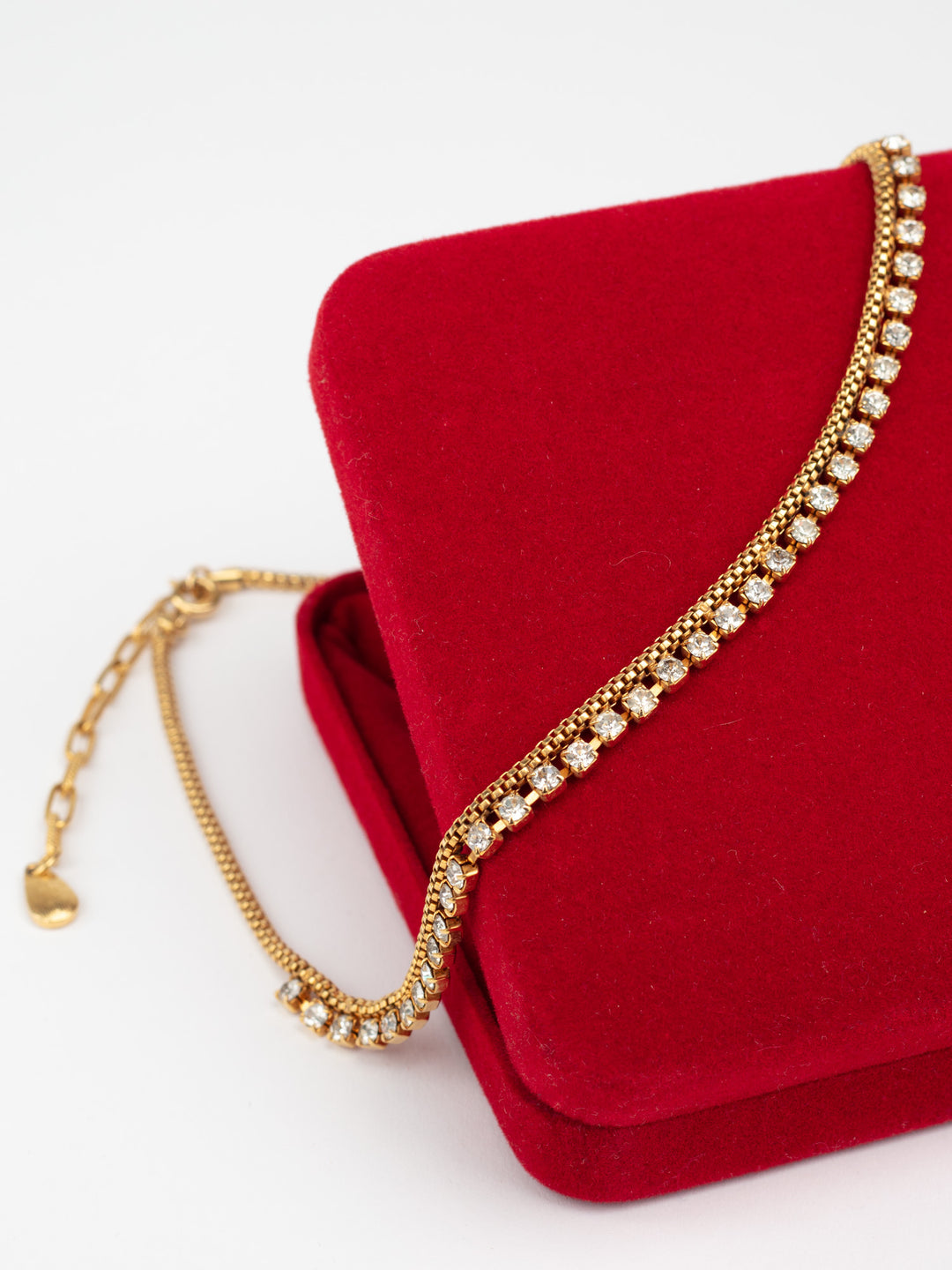 Vintage 80s Double Chain Necklace with Sparkling Rhinestones