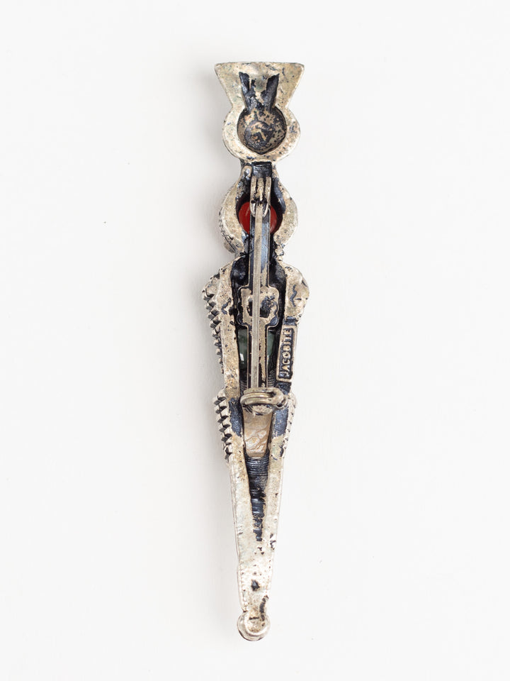 Vintage Man’s Scottish Dirk Brooch with Agate & Glass Stones
