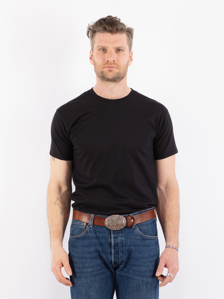 Thick Cotton Basic T-Shirt in Black