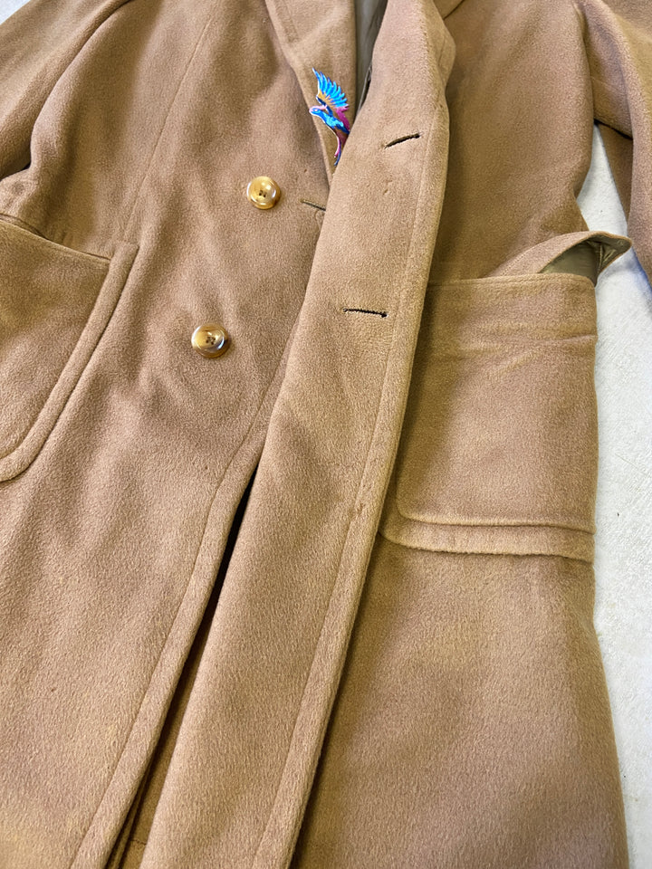 Vintage 60's Men Cashmere Wool Blend Coat in Beige