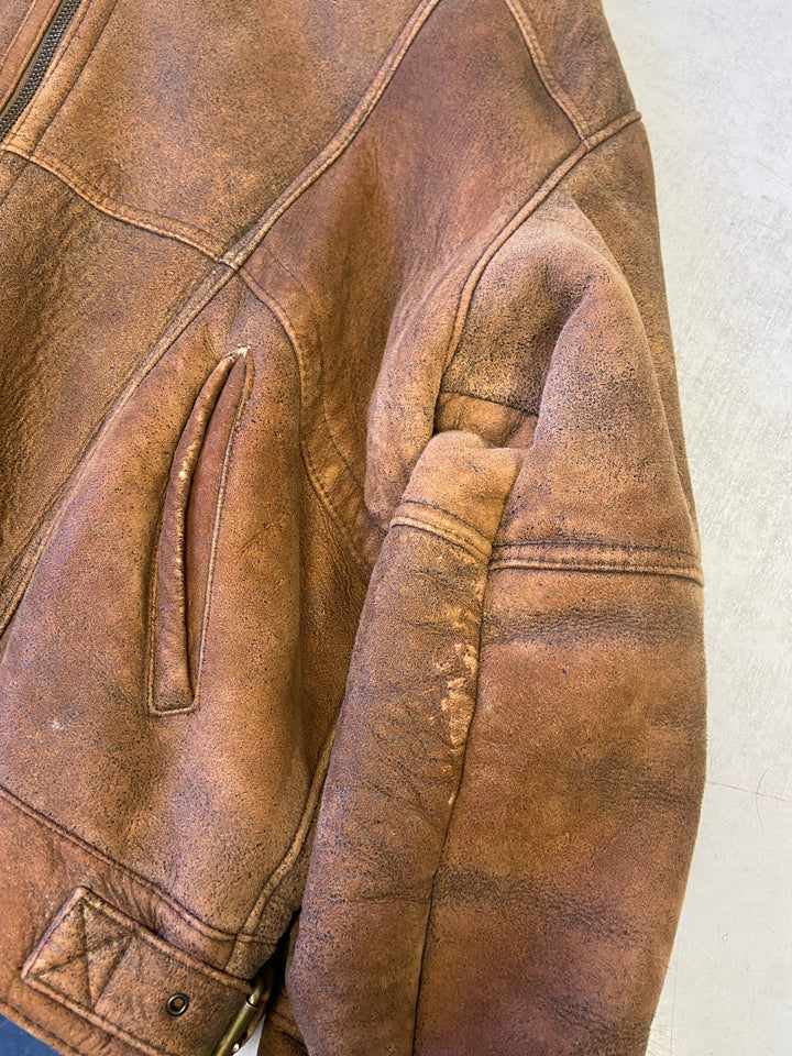 Vintage 90's Men Sheepskin Jacket in Brown