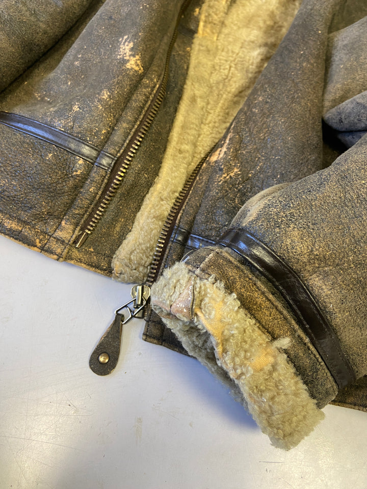 Vintage 80's Men Sheepskin Jacket in BrownZ1858