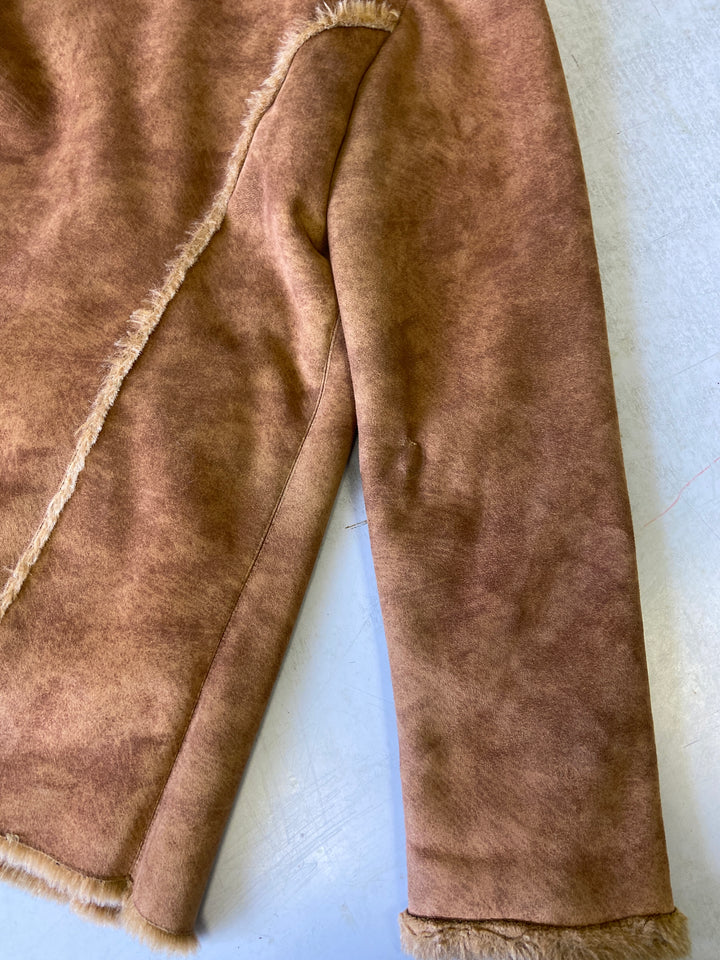 Vintage 90's Women Faux Sheepskin Coat in BrownV9927