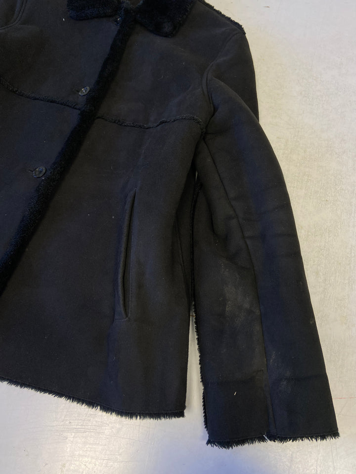 Vintage 90's Women Faux Sheepskin in Black0019