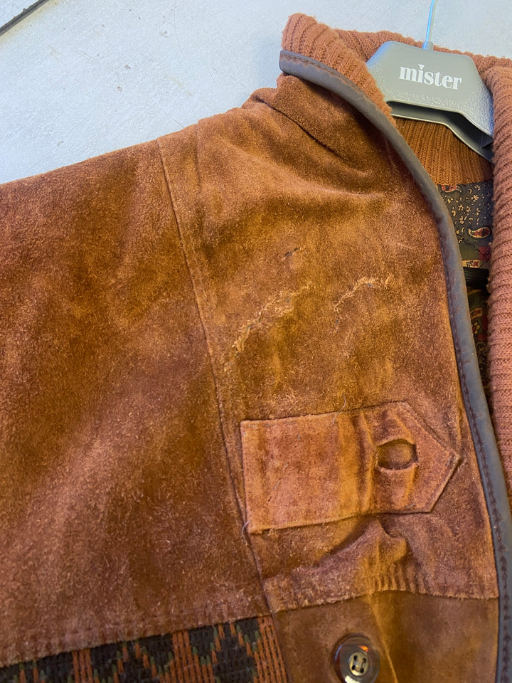 Vintage 90's Men Suede Bomber Jacket in Brown