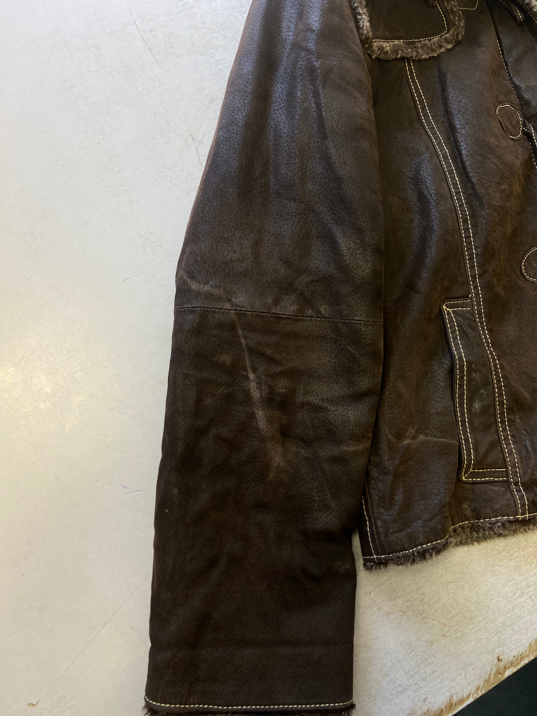 Vintage 90's Women Suede Sherpa Jacket in BrownA0507