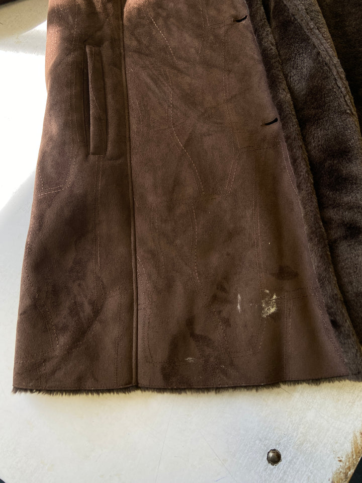 Vintage 00's Women Faux Sheepskin Coat in BrownA0548