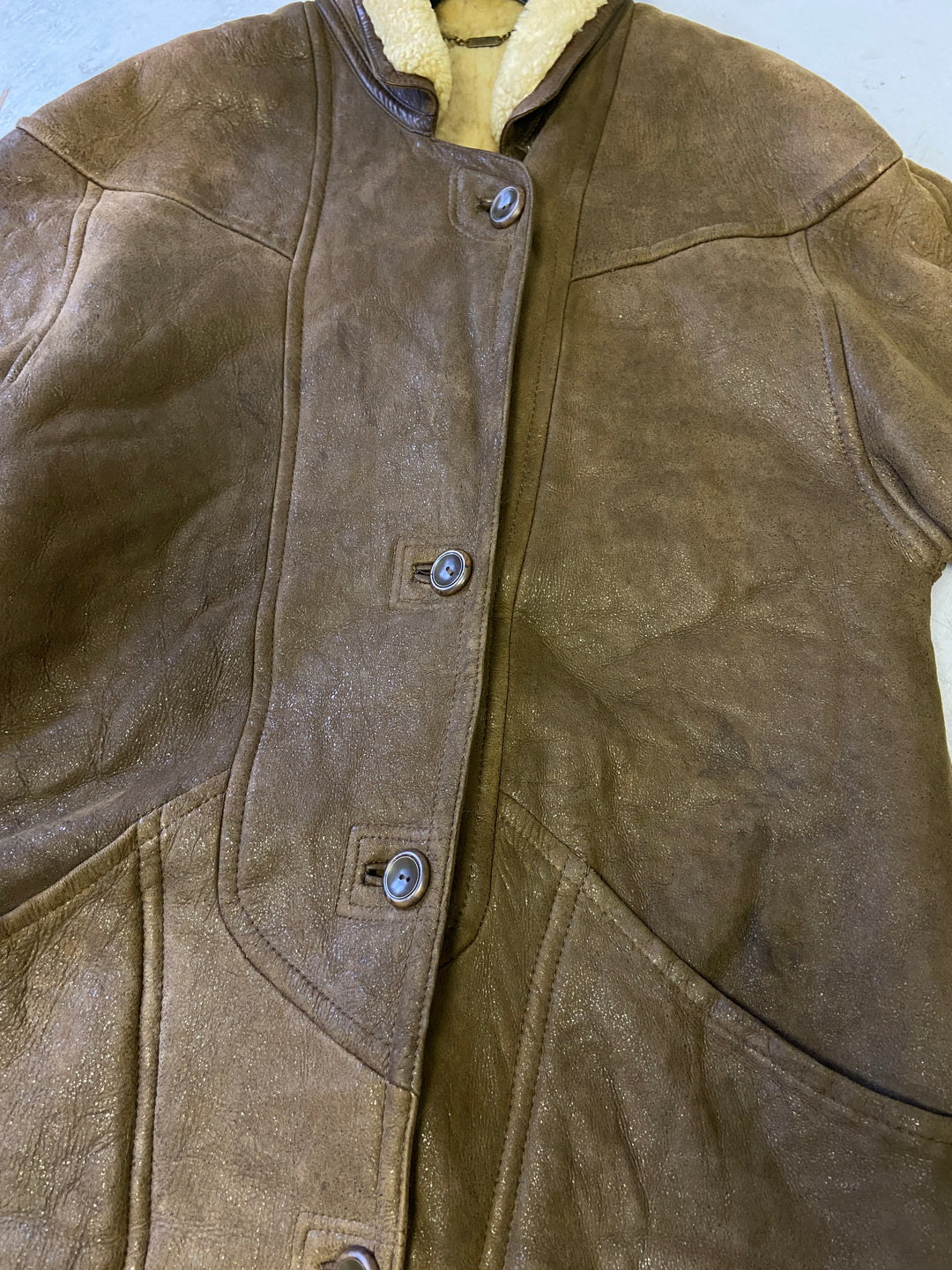 Vintage 90's Women Sheepskin Coat in BrownA0611