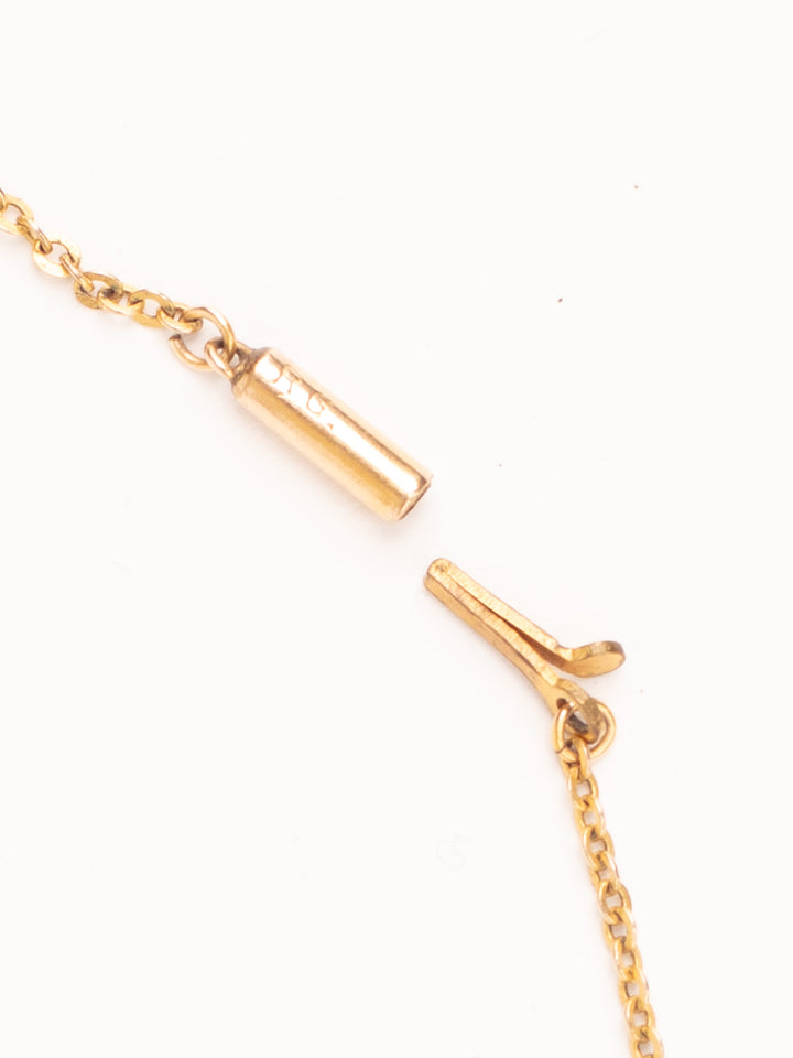 Vintage 30s Emerald Green Pendant Necklace on RG Signed Gold-Tone Chain