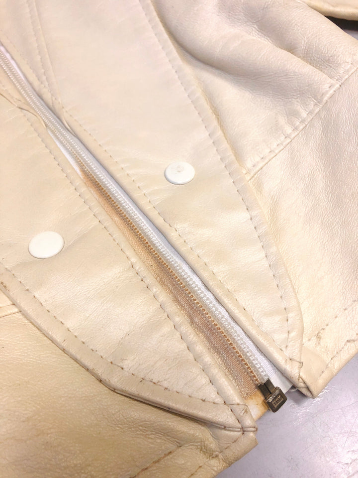 Vintage 80's Women Faux Leather Jacket in White - NorthernGrip