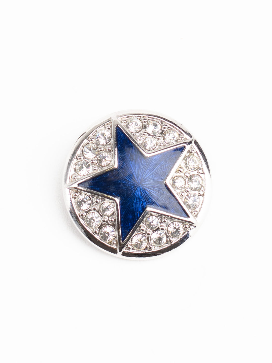 Vintage Blue Star Brooch with Rhinestones – Silver-Tone Celestial Pin