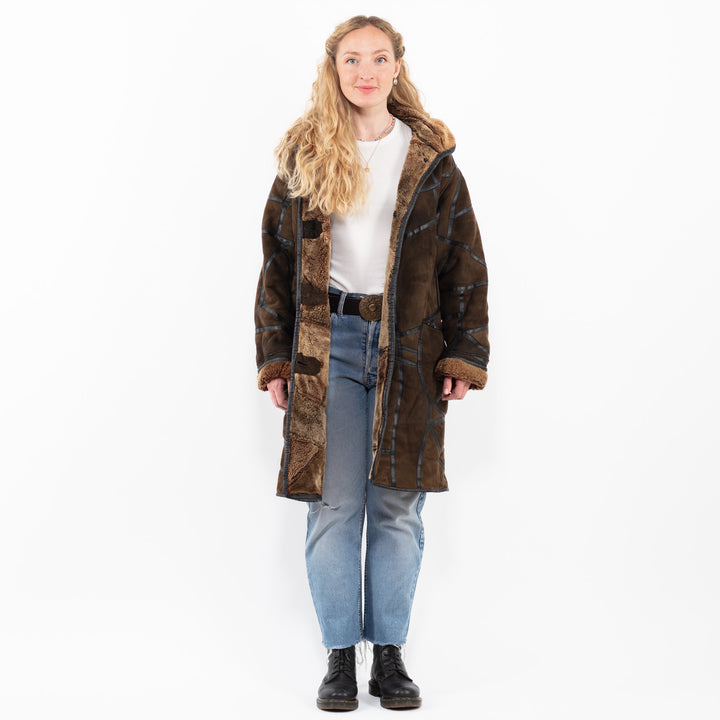 Vintage 90's Women Sheepskin Coat in BrownA0239