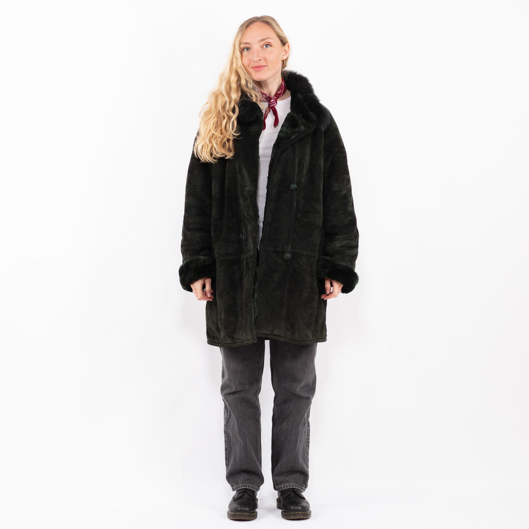 Vintage 90's Women Suede Sherpa in GreenA0586