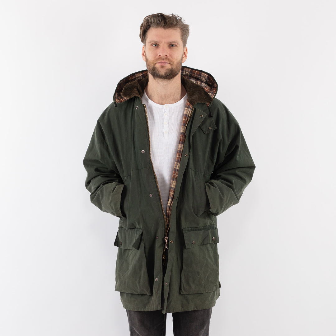 Vintage 90's Men Waxed Canvas Jacket in GreenZ917