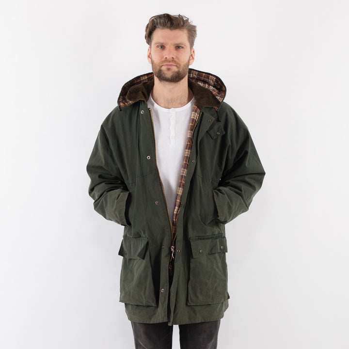 Vintage 90's Men Waxed Canvas Jacket in GreenZ917