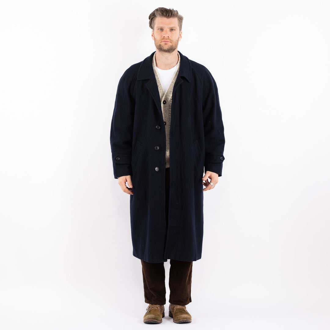 Vintage 80's Men Wool Blend Coat in BlueZ1601